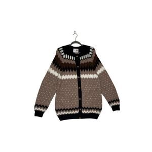 The Alpaca Connection size L Fair Isle button-up brown/beige soft warm heritage
